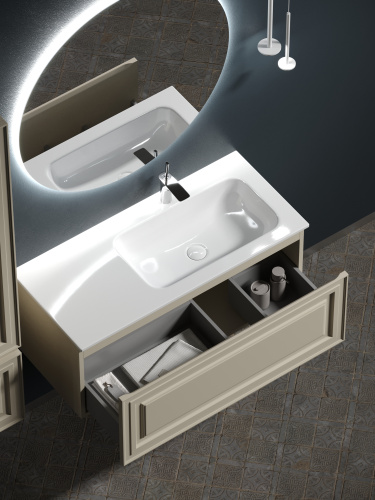 Тумба под раковину Sancos Very VR100RCE 100х45х41 подвесная цвет бежевый - фото 5